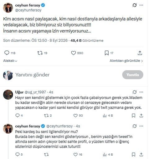 Ceyhun Fersoy, Serhat Kılıç’ın cenazesine neden katılamadığını açıkladı