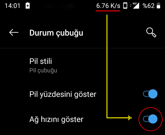 İnternet Hızı Telefonların Durum Çubuğunda Nasıl Gösterilir?