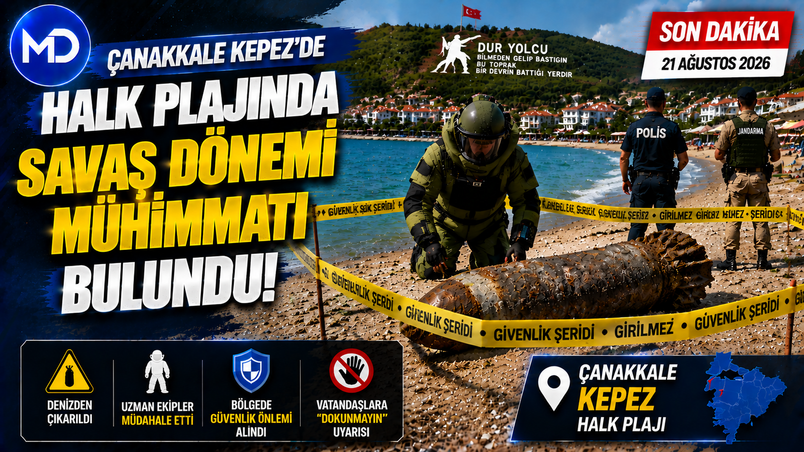 Çanakkale Kepez’de halk plajında savaş dönemi mühimmatı bulundu
