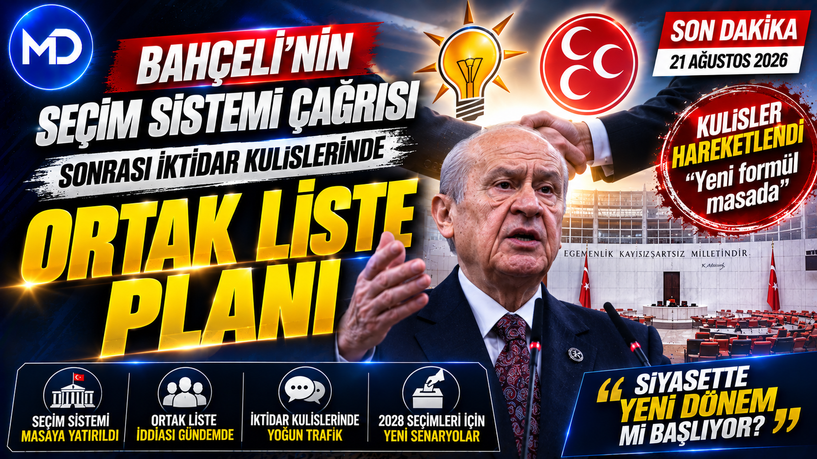 Bahçeli’nin seçim sistemi çağrısı sonrası iktidar kulislerinde ortak liste planı