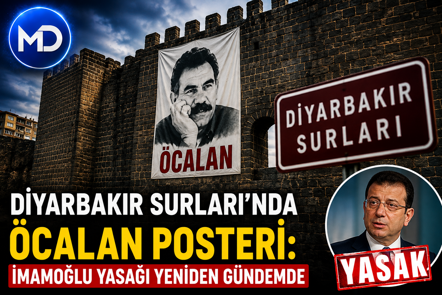 Diyarbakır Surları’nda Öcalan posteri: İmamoğlu yasağı yeniden gündemde