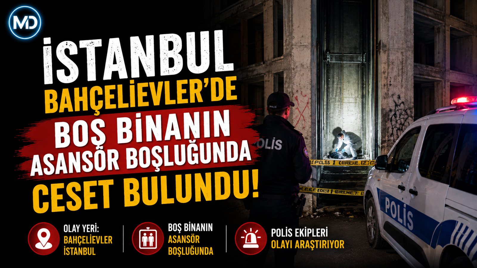 İstanbul Bahçelievler’de boş binanın asansör boşluğunda ceset bulundu