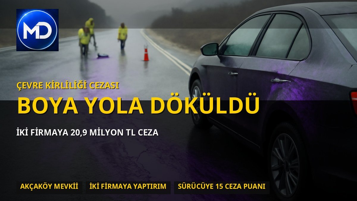Afyonkarahisar’da yola dökülen boya nedeniyle 2 firmaya 20,9 milyon TL ceza