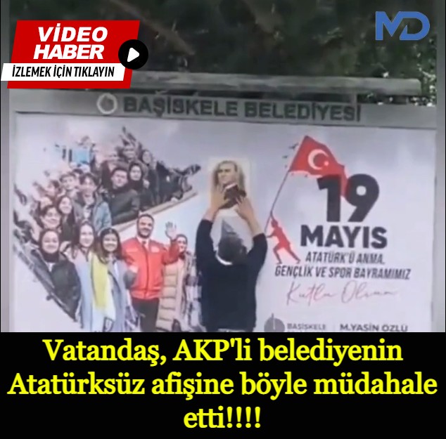 Vatandaş, AKP'li belediyenin Atatürksüz afişine böyle müdahale etti