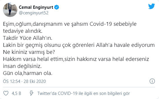 Koronavirüse yakalanan Cemal Enginyurt isyan etti!