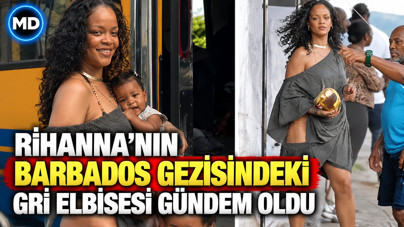 Rihanna’nın Barbados gezisindeki gri elbisesi gündem oldu