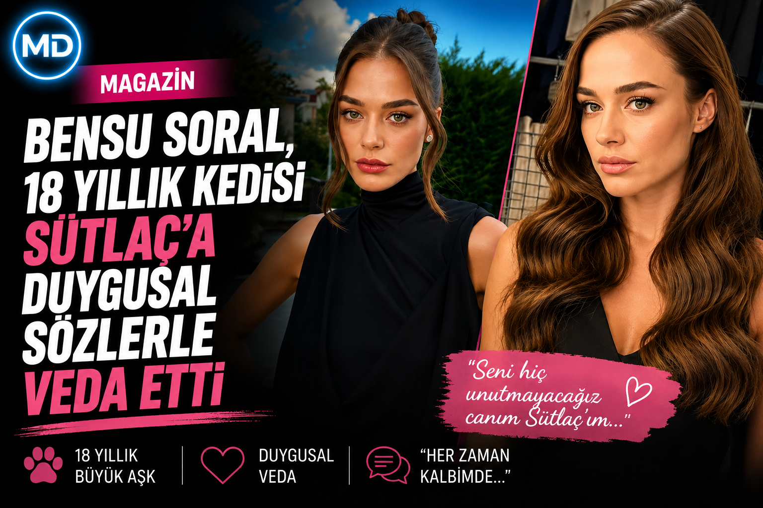 Bensu Soral, 18 yıllık kedisi Sütlaç’a duygusal sözlerle veda etti