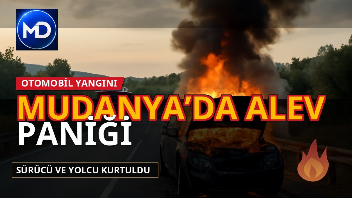 Bursa Mudanya’da seyir halindeki otomobil alev aldı
