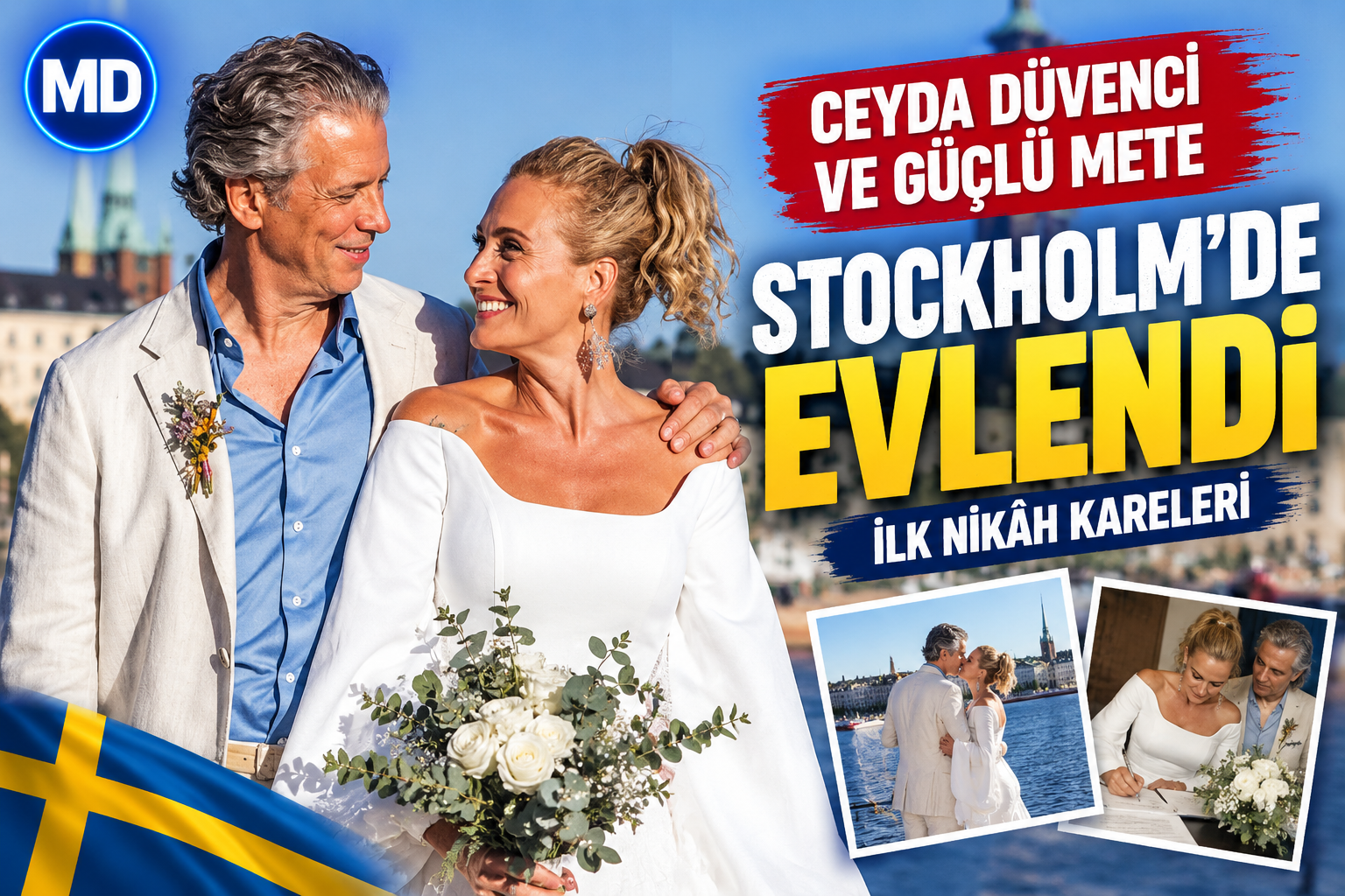 Ceyda Düvenci ve Güçlü Mete Stockholm’de evlendi: İlk nikâh kareleri