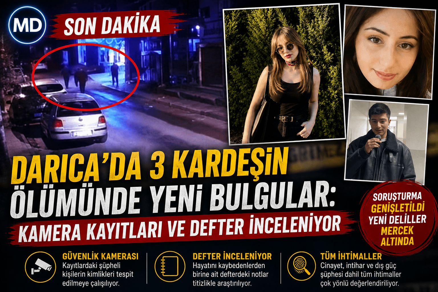 Darıca’da 3 kardeşin ölümünde yeni bulgular: Kamera kayıtları ve defter inceleniyor
