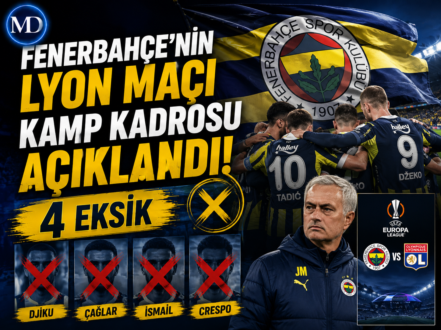 Fenerbahçe’nin Lyon maçı kamp kadrosu açıklandı: 4 eksik