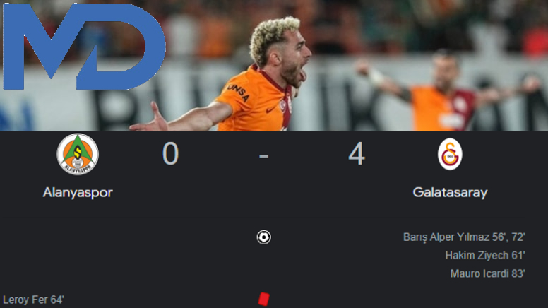 Süper Lig'in 32. haftasında Galatasaray Alanyaspor deplasmanında 4-0'lık net bir skorla kazandı