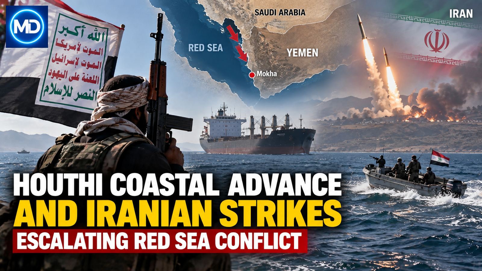 Houthi Coastal Advance and Iranian Strikes Escalating Red Sea Conflict