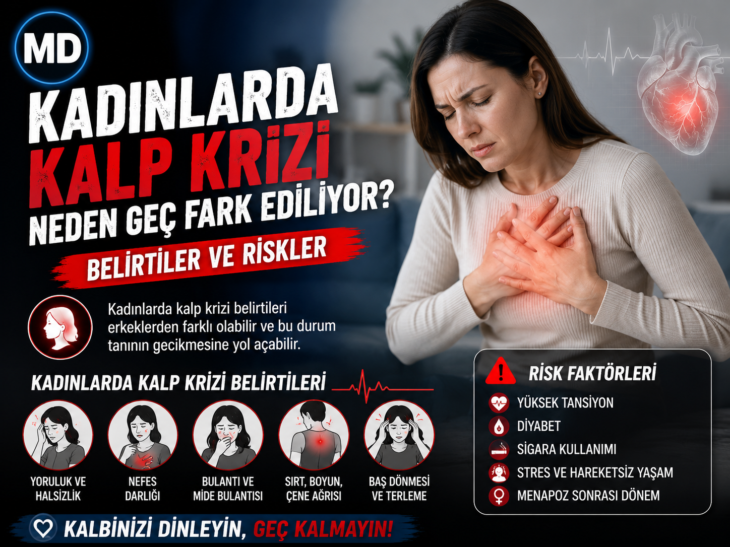 Kadınlarda kalp krizi neden geç fark ediliyor? Belirtiler ve riskler