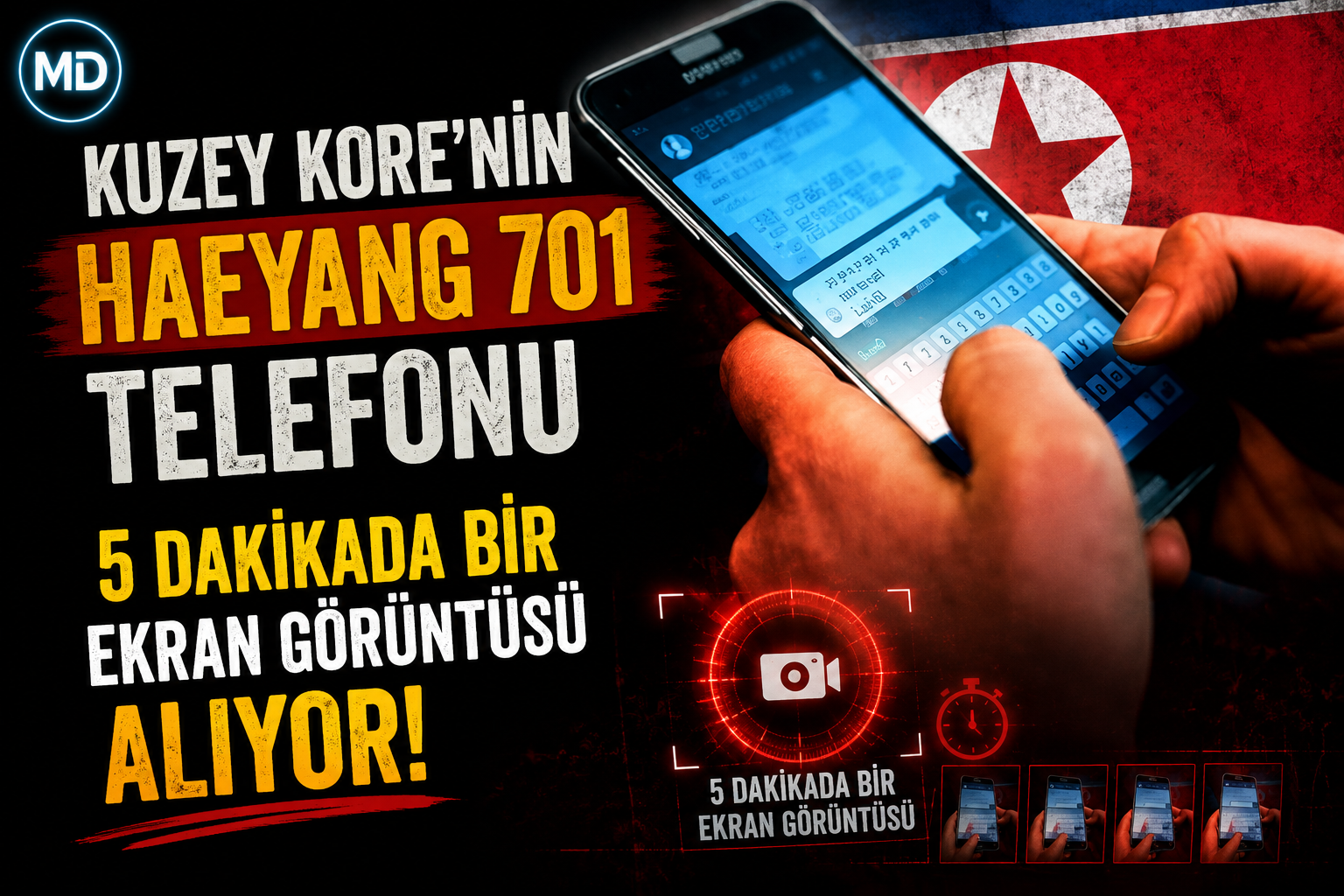 Kuzey Kore’nin Haeyang 701 telefonu 5 dakikada bir ekran görüntüsü alıyor