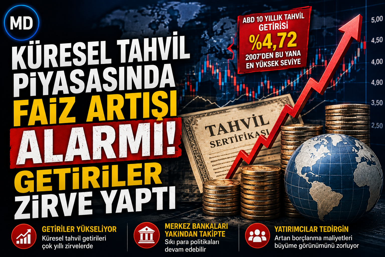 Küresel tahvil piyasasında faiz artışı alarmı: Getiriler zirve yaptı