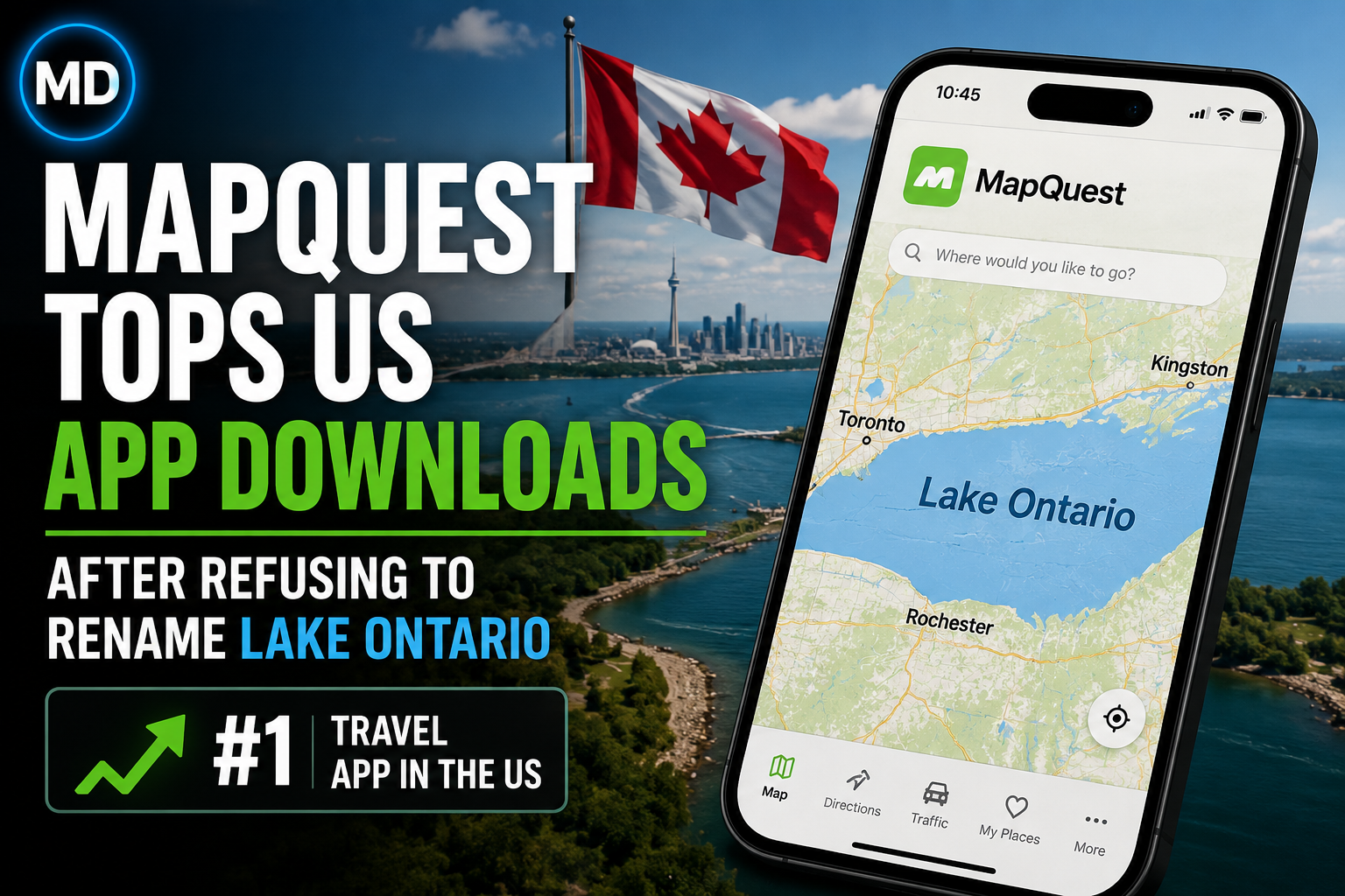 MapQuest Tops US App Downloads After Refusing to Rename Lake Ontario