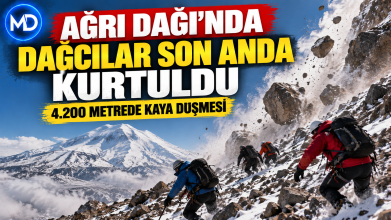 Ağrı Dağı’nda dağcılar kayaların altında kalmaktan son anda kurtuldu