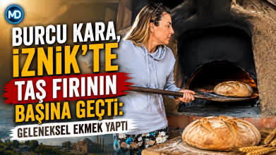 Burcu Kara, İznik’te taş fırının başına geçti: Geleneksel ekmek yaptı