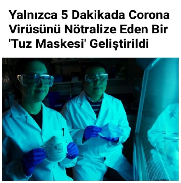 Yalnızca 5 Dakikada Corona Virüsünü Nötralize Eden Bir 'Tuz Maskesi' Geliştirildi.