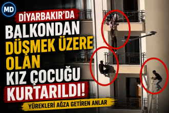 Diyarbakır’da balkondan düşmek üzere olan kız çocuğu kurtarıldı