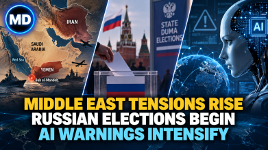 Middle East Tensions Rise, Russian Parliamentary Elections Begin, and AI Warnings Raised