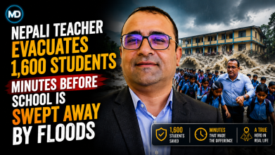 Nepali Teacher Evacuates 1,600 Students Minutes Before School Is Swept Away by Floods