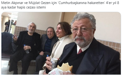 Müjdat Gezen ve Metin Akpınar'a hapis istemi