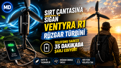 Sırt çantasına sığan Ventyra R1 rüzgar türbini telefonu 35 dakikada şarj ediyor