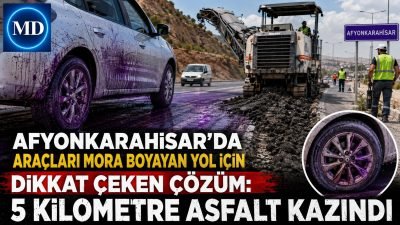 Afyonkarahisar’da araçları mora boyayan yol için dikkat çeken çözüm: 5 kilometre asfalt kazındı