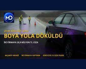Afyonkarahisar’da yola dökülen boya nedeniyle 2 firmaya 20,9 milyon TL ceza