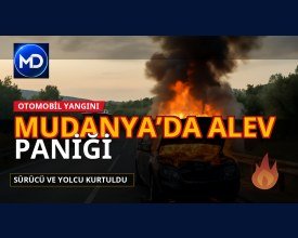 Bursa Mudanya’da seyir halindeki otomobil alev aldı