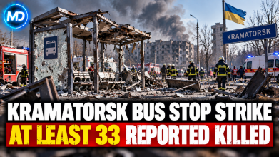 Russian Bomb Strike on Kramatorsk Bus Stop Kills at Least 33 People