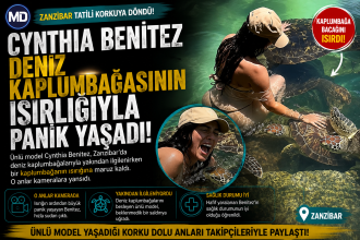Cynthia Benitez Zanzibar’da deniz kaplumbağasının ısırığıyla panik yaşadı
