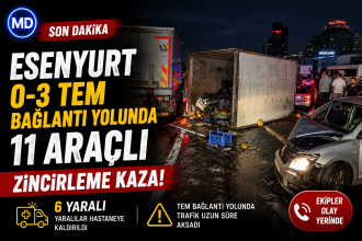 Esenyurt O-3 TEM bağlantı yolunda 11 araçlı zincirleme kaza: 6 yaralı