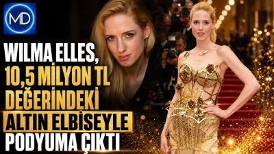 Wilma Elles, 10,5 milyon TL değerindeki altın elbiseyle podyuma çıktı