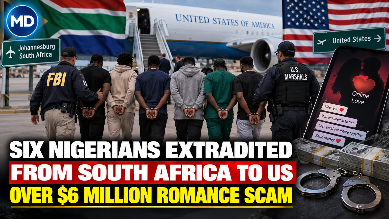 Six Nigerians Extradited from South Africa to US Over $6 Million Romance Scam