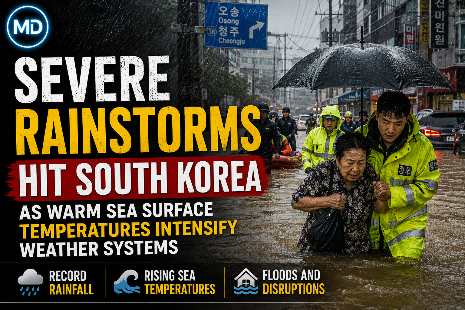 Severe Rainstorms Hit South Korea as Warm Sea Surface Temperatures Intensify Weather Systems