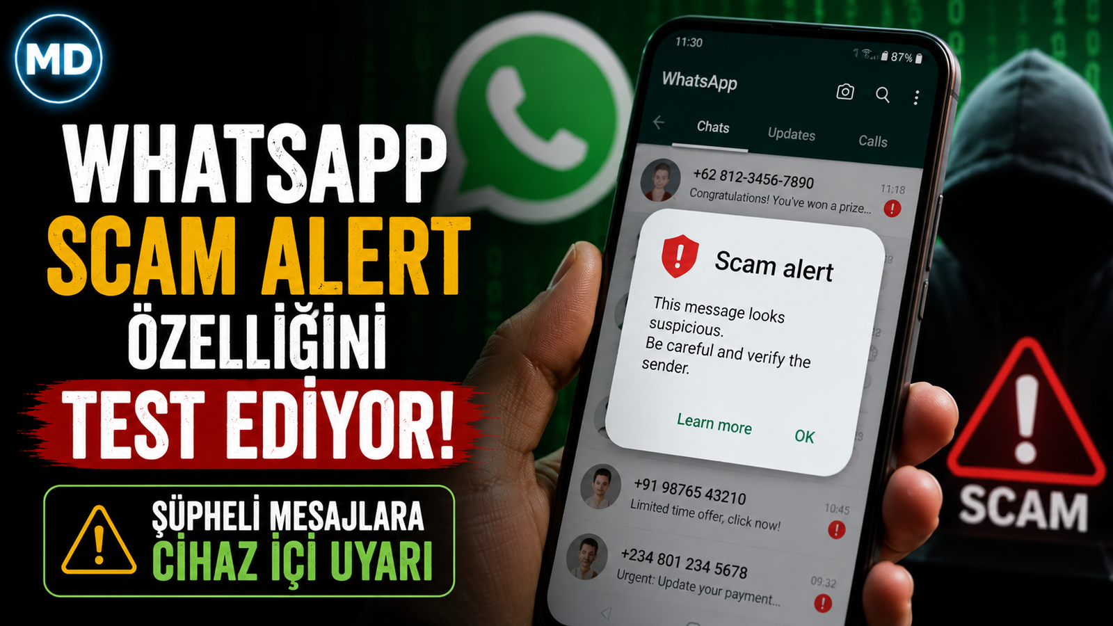 WhatsApp Scam Alert özelliğini test ediyor: Şüpheli mesajlara cihaz içi uyarı