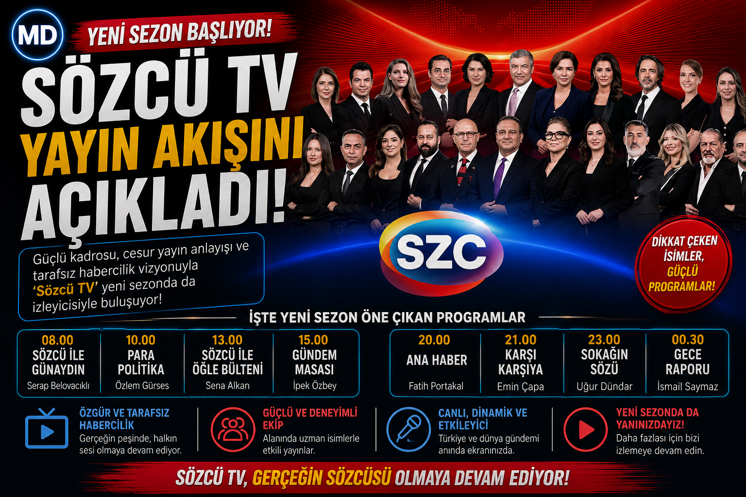Sözcü TV yeni sezon yayın akışını açıkladı: Ekranda dikkat çeken isimler