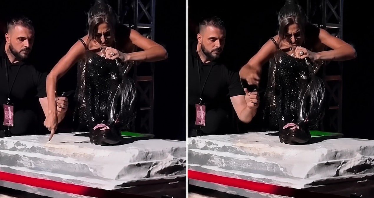 Yıldız Tilbe sahnede kendisine destek olmak isteyen güvenliği itti